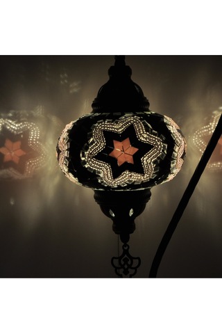 Dekoratif Abajur Ayaklı Masa Lambası Mozaik Dekorasyon Lamba Mor - Pembe