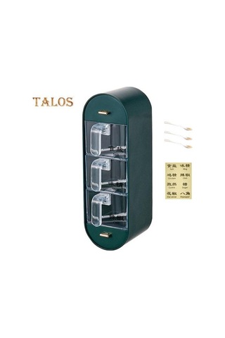 Koyu Yeşil Baharat Kutusu Entegre Toz Geçirmez Pp Malzeme Pratik Yumruksuz Baharat Kabı Ev Tedarik Koyu Yeşil