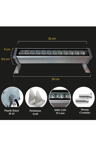 Wallwasher 12w 40 Cm Amber Işık Rengi Duvar Boyama