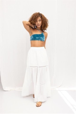 Annie Brode Şerit Detaylı Etek 4036 Beyaz