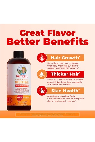 Maryruth's Liquid Morning Multivitamin + Hair Growth Peach Mango 15.22 Fl Oz 450 Ml Usa Menşeii Orijinal Dmmedicineden