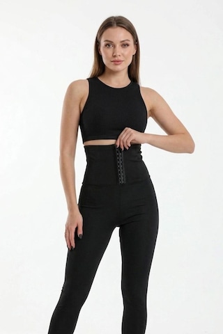 Fit Women Kadın Agraflı Termal Sauna Tayt 4409 Siyah