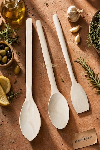Doğal Şimşir Ağacı Ahşap Tahta Kaşık Spatula Seti Ağaç Kaşık 3lü Set Ahşap