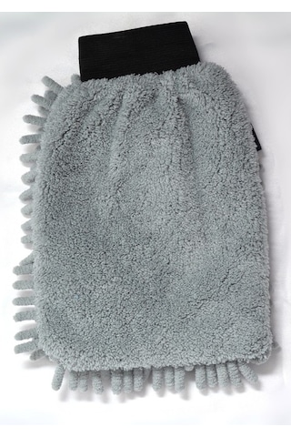 1 Adet Mikrofiber Şönil Oto Temizlik Ve Kurulama Eldiveni 16x24 Cm. Gri