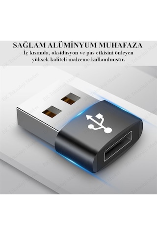 BK Teknoloji USB Erkek To Type-C Dişi Adaptör Şarj Data Çevirici