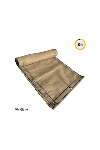 %95'Lik Gölgelik-Rüzgar Filesi-Koyu Bej |Güçlendirilmiş Kenar