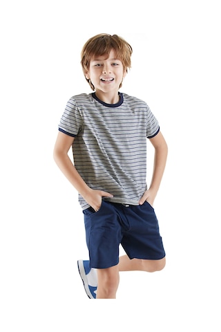Denokids Erkek Çocuk Basic T-shirt Şort Takım Renkli Çok Renkli