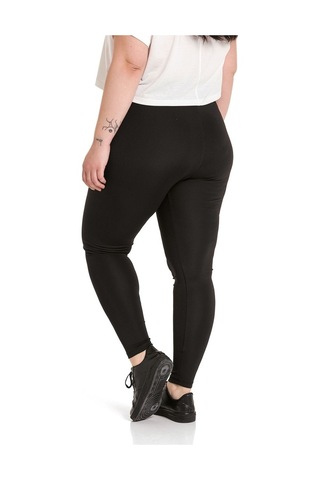 Büyük Beden Beli Lastikli Bilek Hizasında Siyah Bayan Tayt