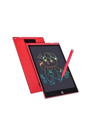 Magicool 12 Inc Renkli Lcd Grafik Dijital Kalemli Çizim Tableti Yazı Tahta Not Yazma Eğitim Tableti Kırmızı