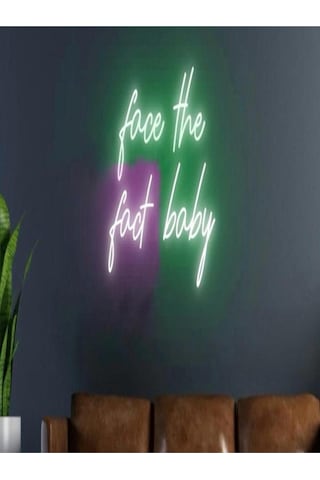 Twins Led Face The Fact Baby Yazılı Neon Tabela Yeşil-pembe Model:model:21503366 Yeşil - Pembe