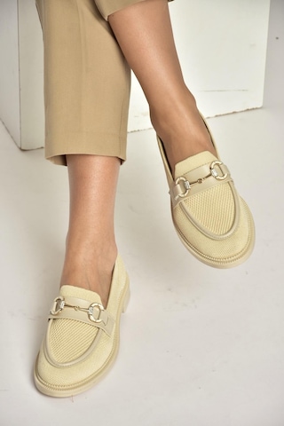 Fox Shoes Y330722104 Bej Triko Kumaş Toka Detaylı Günlük Kadın Ayakkabı Bej