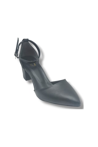C-shoes Cv104-26 Cilt Sivri Burun Kalın Topuklu Karnıyarık Kadın Ayakkabı 6cm 41-42 Siyah