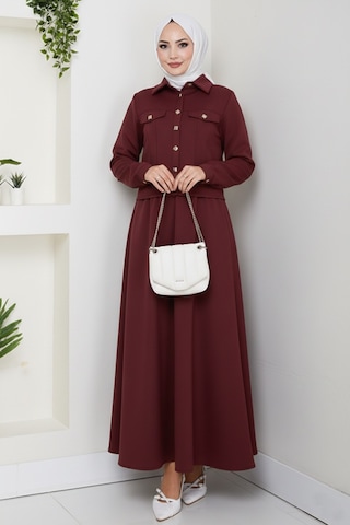 Bestenur Ceket Etek Scuba İkili Takım 1614 - Bordo Bordo