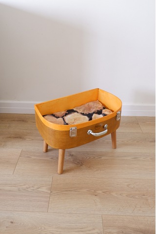 Huncar Kedi Evi Dekoratif Retro Valiz Kedi Evi