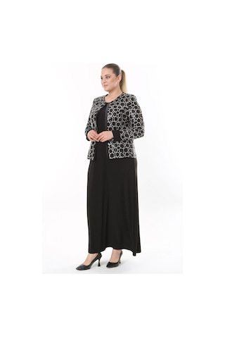 Ladies First Büyük Beden 3911 Siyah Ceket+elbise Takım 001