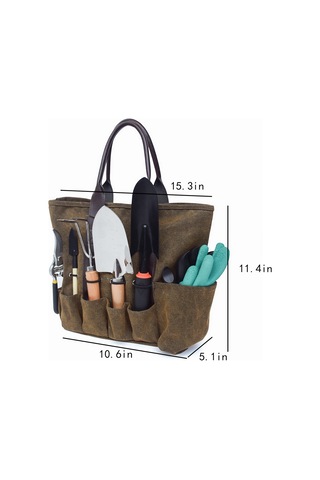Symbee Kahverengi Kumaş Bahçe Aletleri Çantası - Sağlam Taşıma, Kolay Temizleme Ve Geniş Depolama Kapasitesiyle Bahçe, Çimen Ve Çiftlik İçin