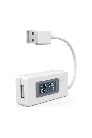 Beyaz Cep Telefonu Şarj Test Kontrol Cihazı Pil Durumu Kapasite Akımı Usb Çıkışı Ölçüm