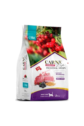 Carni Life Kuzu Eti Böğürtlen ve Kızılcıklı Yetişkin Kedi Maması 1500 G