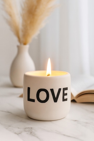 Dekoratif Kokulu Mum Love Beyaz Love