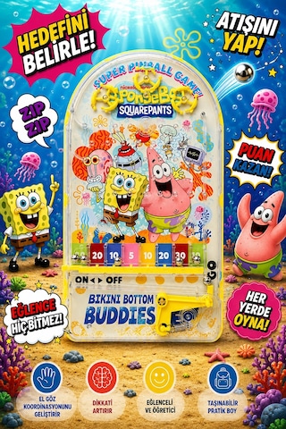 Pinball Sunger Bob Eğitici Retro Oyuncak Sarı