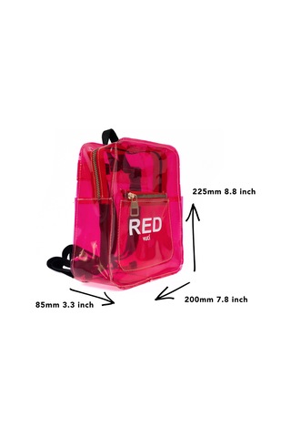 Renkli Şeffaf Mini Sırt Çantası Kırmızı