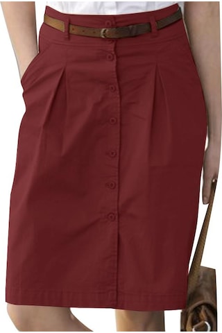 Şarap Kırmızısı Zanzea Bayan Yazlık Günlük Düğmeli Kısa Etekler 5xl Şarap Kırmızısı