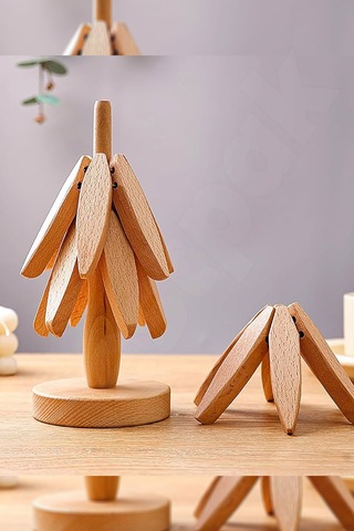 4'lü Standlı Ahşap Nihale - Bambu Nihale - Pratik Katlanır Nihale