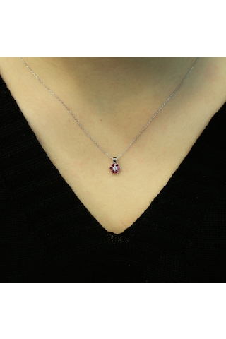 Lova Pırlantalı Yakut Papatya Kolye - 2020002