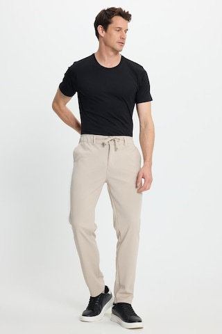 Tudors Erkek Slim Fit Dar Kesim Beli Lastikli Bağcık Detaylı Taş Pantolon-41667 Taş