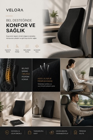 Premium Bel Desteği Ergonomik Oturma Yastığı, Ofis Ve Araç Koltuğu Uyumlu - 887005272