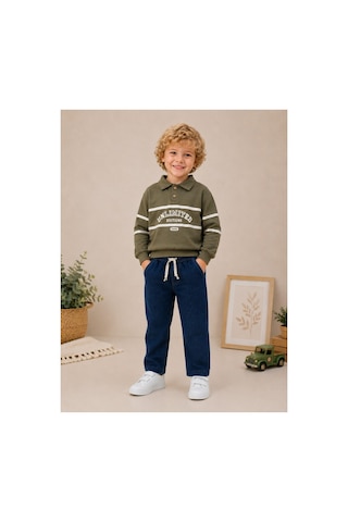 Minaminokids Erkek Çocuk Polo Yaka Sweatshirt Ve Kot Pantolon İkili Takım Haki