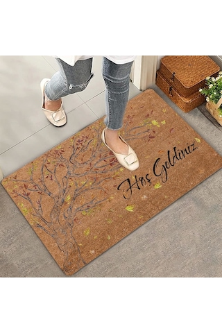 Valerine Life Yaprak Dökümü Ağaç Temalı Hoş Geldiniz Kapı Önü Paspası 45x70cm