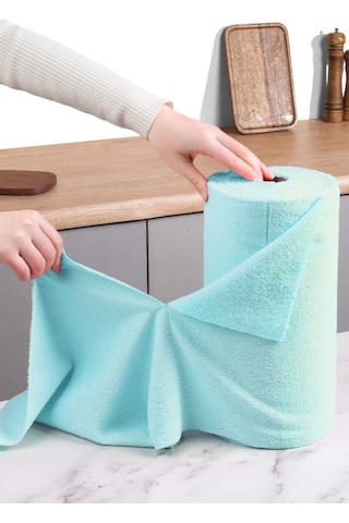 Çok Amaçlı Rulo Mikrofiber Temizlik Bezi 30x30 75 Yapraklı Mavi Mavi