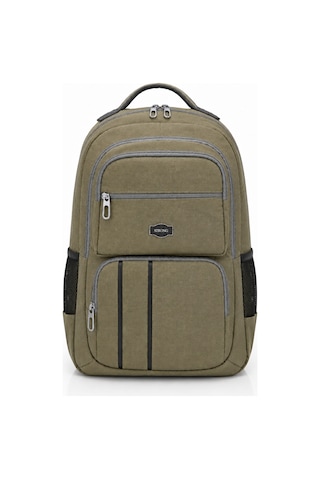 Unisex Kanvas Kumaş Laptop Bölmeli Okul Çantası , Günlük Spor Seyahat Sırt Çantası Haki Yeşil
