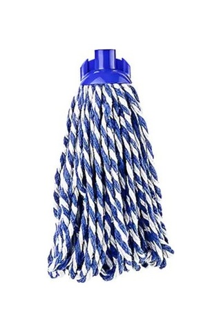 Elmop Pm03 Yedek Pamuklu Mikrofiber Islak Vidalı Mop Takımı Beyaz - Mavi