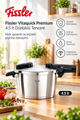 Fissler Vitaquick Premium 4,5 Lt Düdüklü Tencere + Acar 2’li Sahan Seti + Aryıldız 25 Parça Saklama Kabı Seti