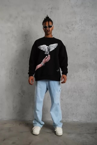 Vexor Erkek Güvercin Baskılı Sweatshirt - Siyah