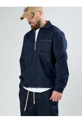 Cocopelli Fermuar Detaylı Denim Ceket Coc2879 Mavi