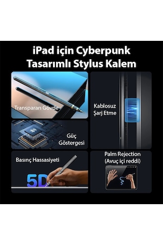Dux Ducis Sp-04 Manyetik Şarjlı Stylus Pen Apple Uyumlu iPad Tablet Dokunmatik Kalem Transparent- 5775 Renkli