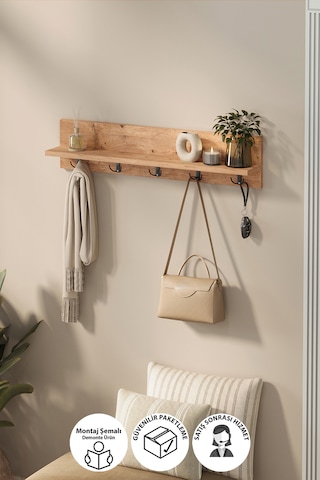 Bofigo Portmanto Duvar Elbise Askılığı 80 CM Vega Çam