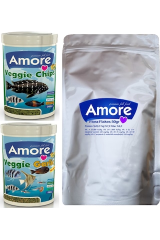 Veggie Green, Veggie Garlic Protein ve Flora 50gr Balık Yemi