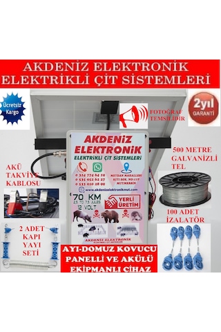 Ayı Domuz Kovucu Elektrikli Çit Cihazı Sirenli Full Paket