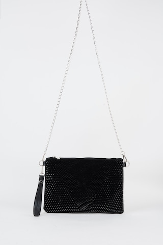 Vivaq Kadın Siyah Taşlı Süet Bilek Askılı Ve Zincir Askılı Portföy El Ve Clutch Çanta SİYAH