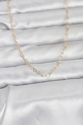 Cm 14k Gold Renk Kalp Zincirli 60 Cm Kadın Kolye - Lisinya Altın