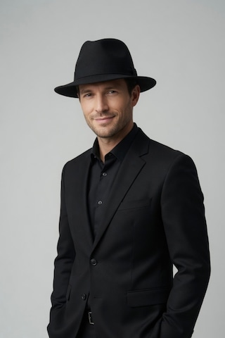 Mollycrush Erkek Siyah Fedora Şapka Klasik Takım Elbise Ve Günlük Stil Fötr Şapka Siyah