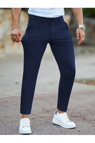 Efnaz Style Erkek Cepli Slimfit Atlas Pantolon Lacivert