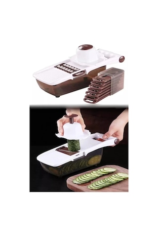 Hazneli 8 Bıçaklı Rende Sebze Patates Mandolin Doğrayıcı Dicer