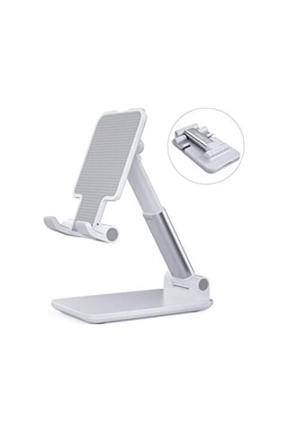 Beyaz Gümüş Katlanabilir Masaüstü Tablet Ve Telefon Tutucu Deskop Stand Rz-054 Beyaz-gümüş