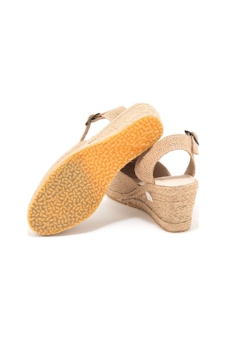 Star Tombis Gerçek Elişi Topuğu Açık Bilekten Bantlı Dolgu Topuk Keten Hasır Espadril Handmade Hasır