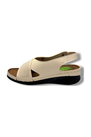 Royal Poli 780-26 Cilt Ultra Soft Jel Taban Anatomik Kadın Sandalet Bej